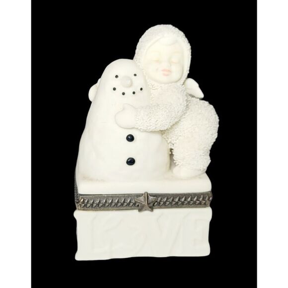 Vtg Dept 56 SnowBabies I Love You Hinged Trinket Box 68867 RETIRED 2.75" Tall - Picture 1 of 7